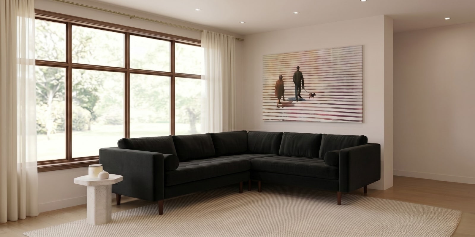 Kensington Estate Sectional Sofa In Black Color