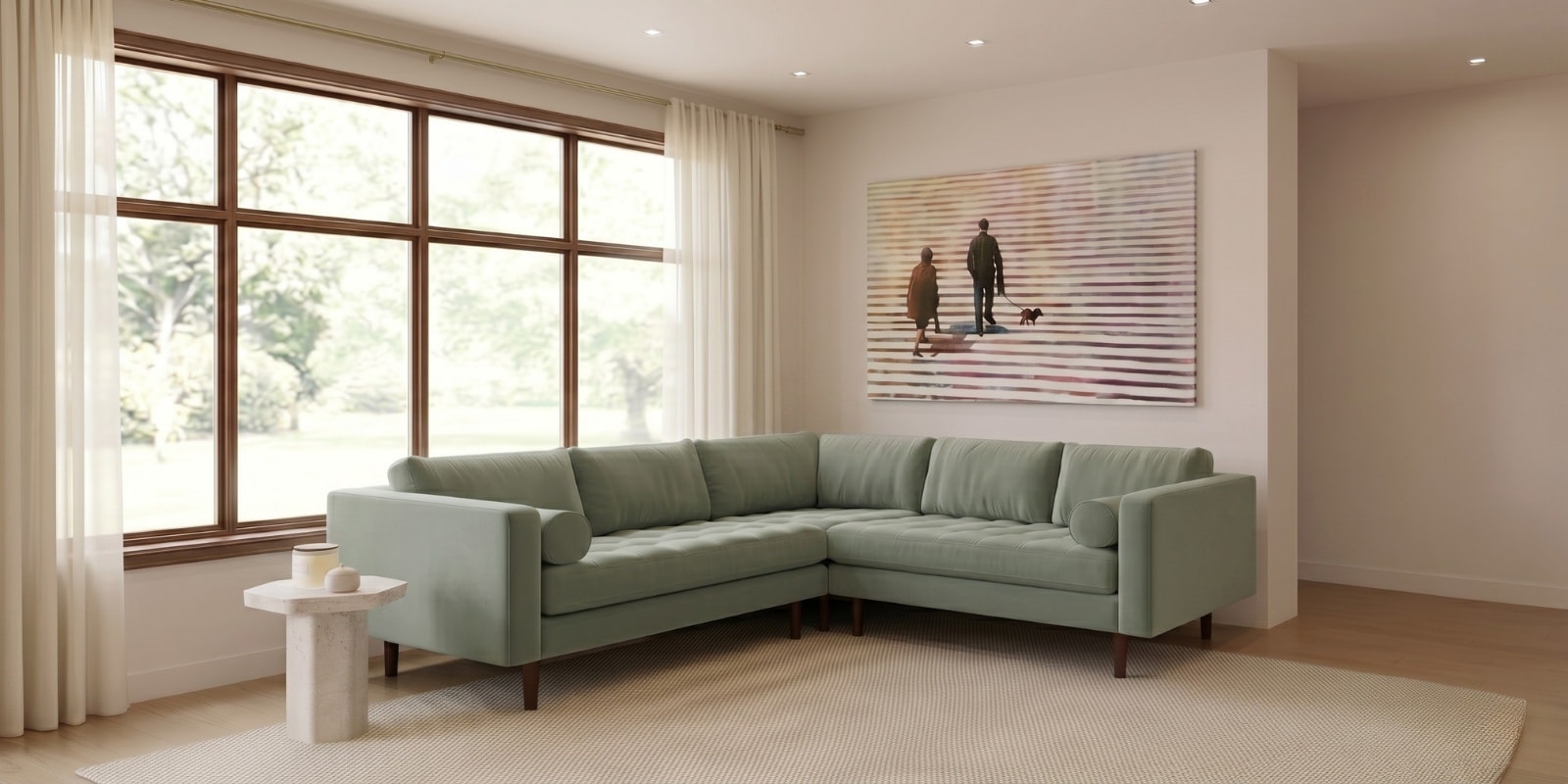 Kensington Estate Sectional Sofa In Frosty Green Color