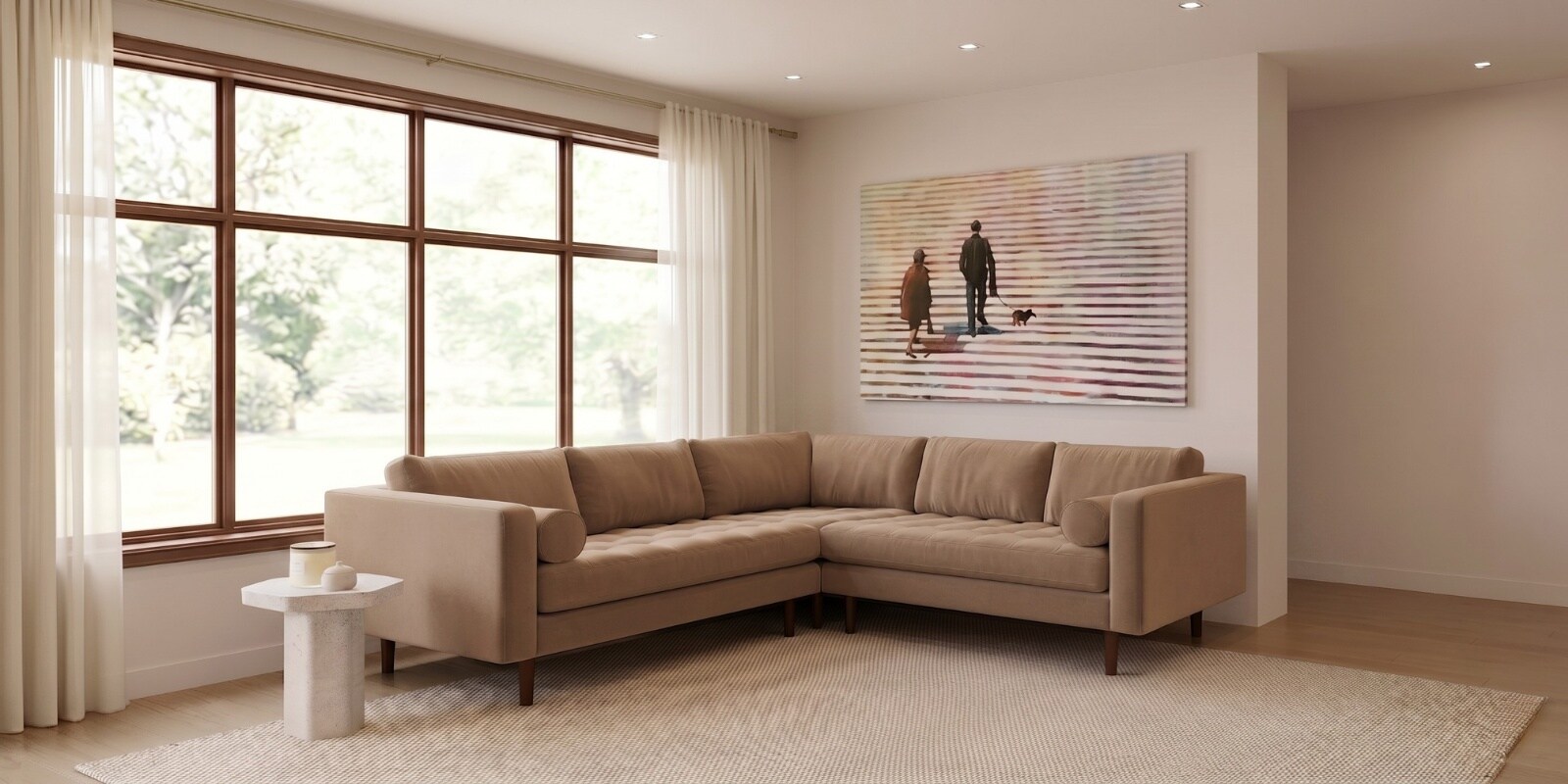 Kensington Estate Sectional Sofa In Light Brown Color