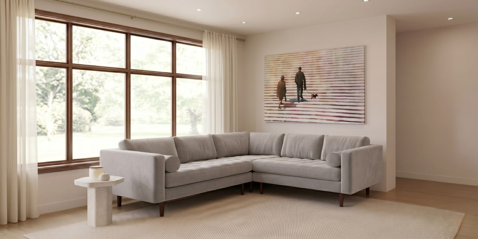 Kensington Estate Sectional Sofa In Light Grey Color