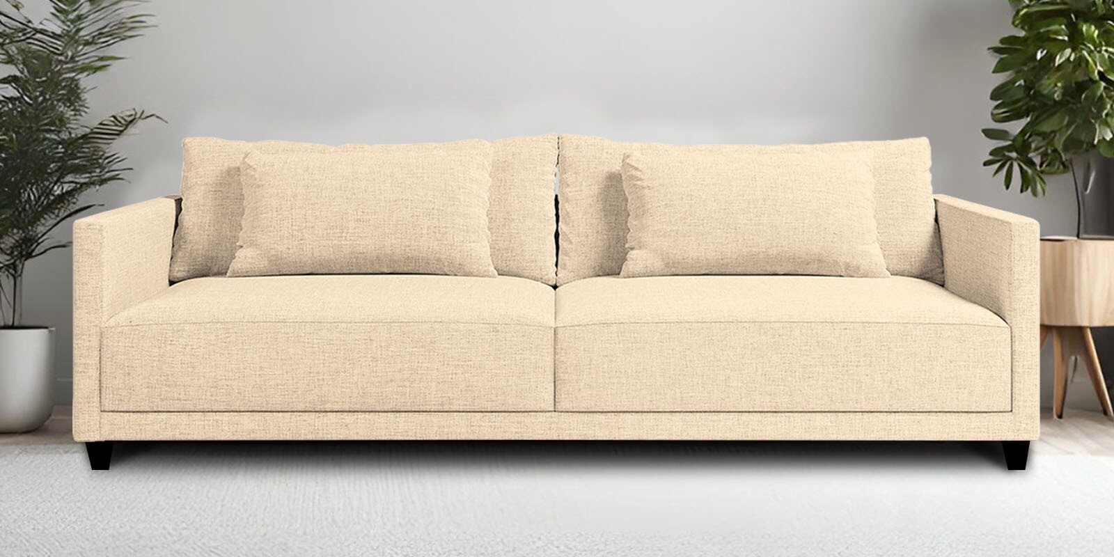 Kera Fabric 3 Seater Sofa In Ivory Beige Colour