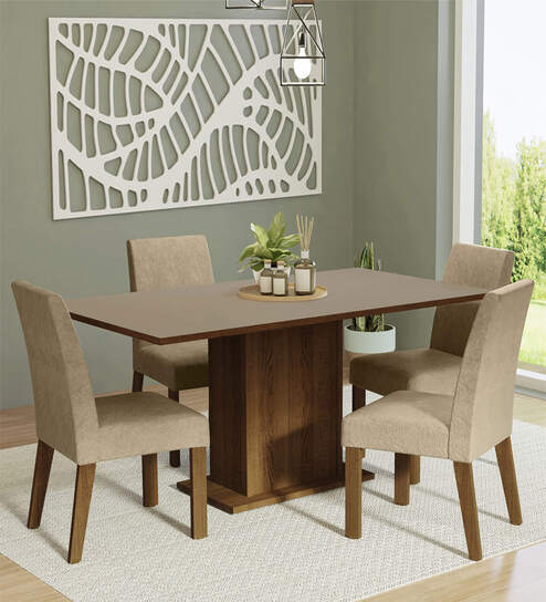 Keila 4 Seater Dining Set in Wood Finish