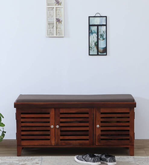 Buy Wooden Shoe Rack Cabinet In Teak Wood Online