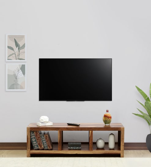 Kelty Sheesham Wood TV Unit in Scratch Resistant Rustic Teak Finish For TVs Up To 55"