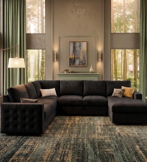 Kensington Estate Sectional Sofa In Black Color