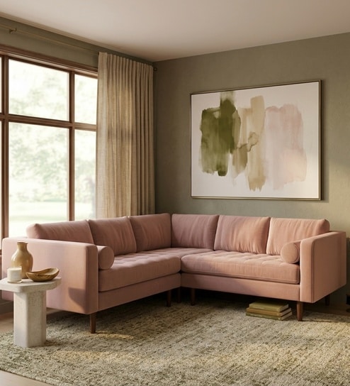 Kensington Estate Sectional Sofa In Blush Pink Color
