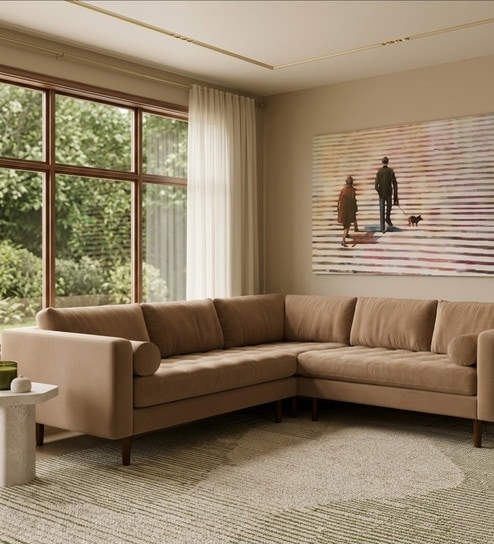 Kensington Estate Sectional Sofa In Light Brown Color
