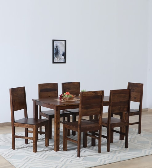 Kenzo Sheesham Wood 6 seater Dining Set in Provincial Teak Finish