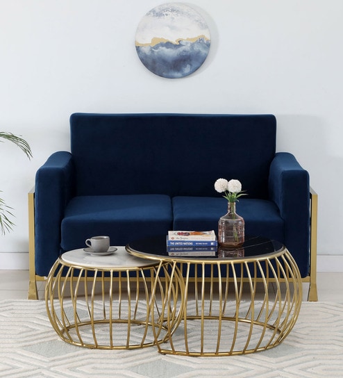 Kerby Metal Nesting Coffee Table Set with Porcelain Top (Set of 2)