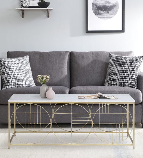 Kerby Z Metal Coffee Table In Matte Gold Finish