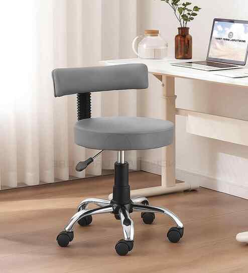 Ketto Leatherette Barstool In Grey Colour