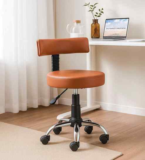 Ketto Leatherette Barstool In Tan Colour