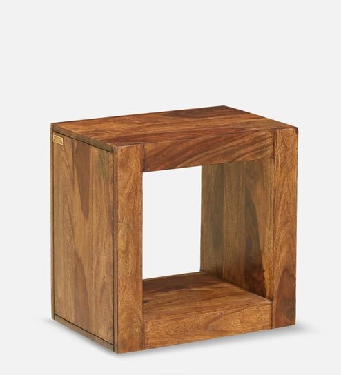 Keub Sheesham Wood End Table In Rustic Teak Finish