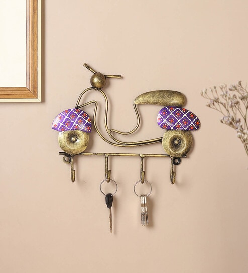 (1Pc) Purple Metal Scotty Modern Wall Mount Key Holder