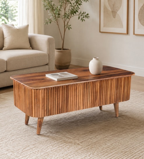 Keystone Sheesham Wood coffee Table in Natural Finish
