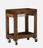 Kelty Sheesham Wood Bar Trolley In Rustic Teak Finish