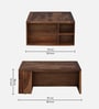 Kelty Sheesham Wood Nesting Coffee Table Set in Scratch Resistant Rustic Teak Finish With Cushioned Stools