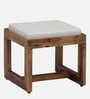 Kelty Sheesham Wood Nesting Coffee Table Set in Scratch Resistant Rustic Teak Finish With Cushioned Stools