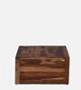 Kelty Sheesham Wood Nesting Coffee Table Set in Scratch Resistant Rustic Teak Finish With Cushioned Stools