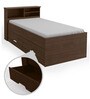 Ken Single Bed With Storage In Dark Walnut Finish