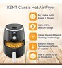 KENT Stainless Steel Instant Electric Hot AirFryer (Black)