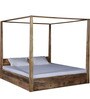 Freemont King Size Poster Bed with Storage in Natural Finish