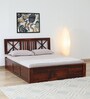 Kenzo Sheesham Wood King Size Bed In Honey Oak Finish With Box Storage