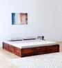 Kenzo Sheesham Wood Queen Size Bed In Honey Oak Finish With Box Storage