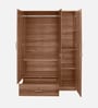 Kenzou 3 Door Wardrobe In Lyon Walnut Finish With Adjustable Shelves & Drawers