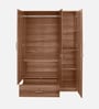 Kenzou 3 Door Wardrobe In Lyon Walnut Finish With Adjustable Shelves & Drawers