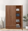 Kenzou 3 Door Wardrobe In Lyon Walnut Finish With Adjustable Shelves & Drawers