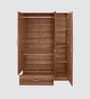 Kenzou 3 Door Wardrobe In Lyon Walnut Finish With Adjustable Shelves & Mirror & Drawer
