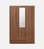 Kenzou 3 Door Wardrobe In Lyon Walnut Finish With Adjustable Shelves & Mirror & Drawer