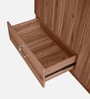 Kenzou 3 Door Wardrobe In Lyon Walnut Finish With Adjustable Shelves & Mirror & Drawer