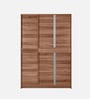 Kenzou 3 Door Wardrobe In Lyon Walnut Finish With Adjustable Shelves & Mirror & Drawer