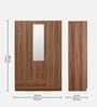 Kenzou 3 Door Wardrobe In Lyon Walnut Finish With Adjustable Shelves & Mirror & Drawer