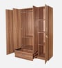 Kenzou 4 Door Wardrobe In Lyon Walnut Finish With Adjustable Shelves & Drawer