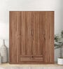 Kenzou 4 Door Wardrobe In Lyon Walnut Finish With Adjustable Shelves & Drawer