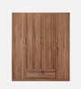 Kenzou 4 Door Wardrobe In Lyon Walnut Finish With Adjustable Shelves & Drawer
