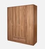 Kenzou 4 Door Wardrobe In Lyon Walnut Finish With Adjustable Shelves & Drawer