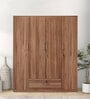 Kenzou 4 Door Wardrobe In Lyon Walnut Finish With Adjustable Shelves & Drawer