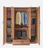 Kenzou 4 Door Wardrobe In Lyon Walnut Finish With Adjustable Shelves & Drawer