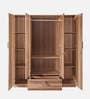Kenzou 4 Door Wardrobe In Lyon Walnut Finish With Adjustable Shelves & Drawer