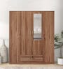Kenzou 4 Door Wardrobe With Adjustable Shelves In Lyon Walnut Finish With Mirror & Drawer