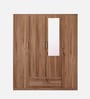 Kenzou 4 Door Wardrobe With Adjustable Shelves In Lyon Walnut Finish With Mirror & Drawer