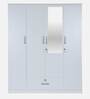 Kenzou 4 Door Wardrobe With Adjustable Shelves In Off White Finish With Mirror & Drawer