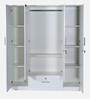 Kenzou 4 Door Wardrobe With Adjustable Shelves In Off White Finish With Mirror & Drawer