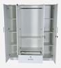 Kenzou 4 Door Wardrobe With Adjustable Shelves In Off White Finish With Mirror & Drawer