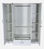 Kenzou 4 Door Wardrobe With Adjustable Shelves In Off White Finish With Mirror & Drawer
