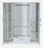 Kenzou 4 Door Wardrobe With Adjustable Shelves In Off White Finish With Mirror & Drawer